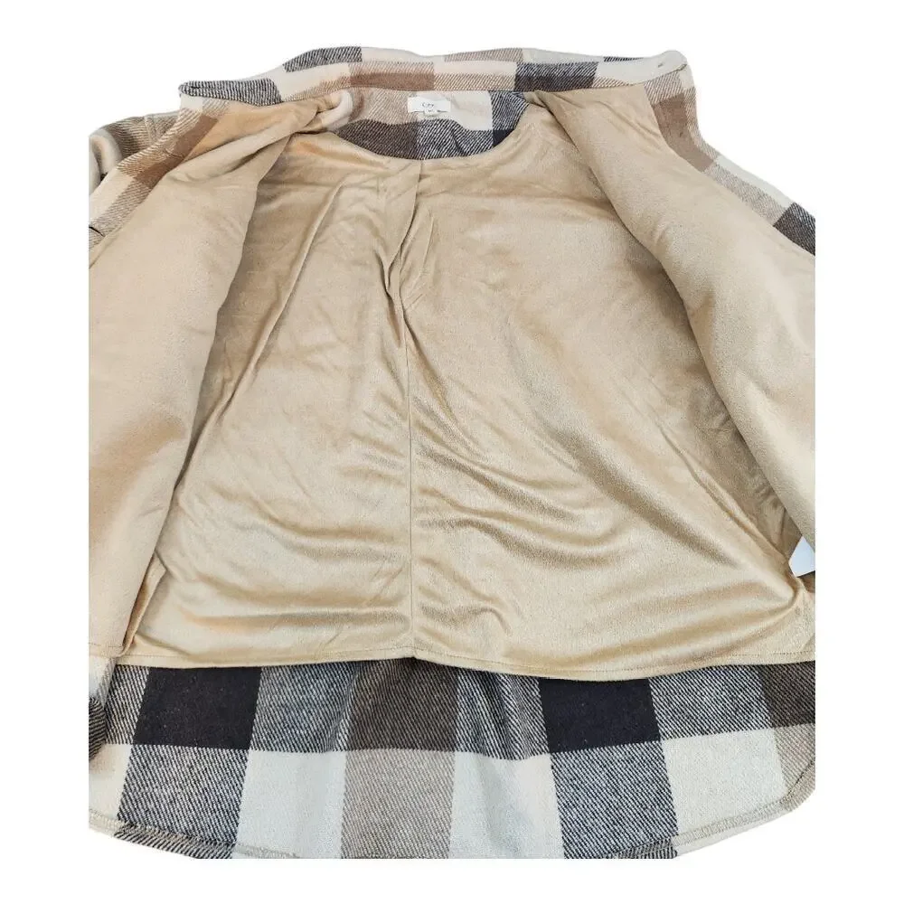 Ott women's shacket sz M/L oversized shirt button front browns‎ lined